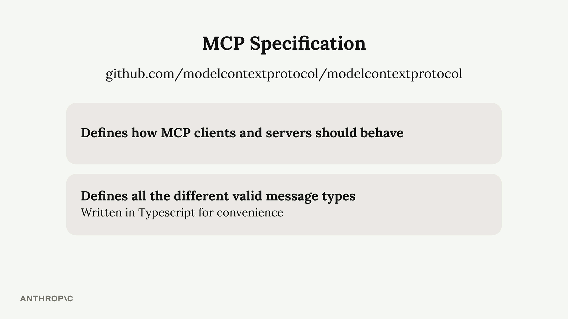 The MCP specification at github.com/modelcontextprotocol/modelcontextprotocol defines how clients and servers should behave.